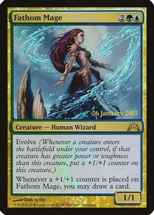 【Foil】《水深の魔道士/Fathom Mage》(プレリリース)[GTC-P] 金
