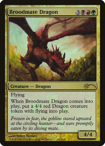 【Foil】《若き群れのドラゴン/Broodmate Dragon》(リセールプロモ)[流星マーク] 金R